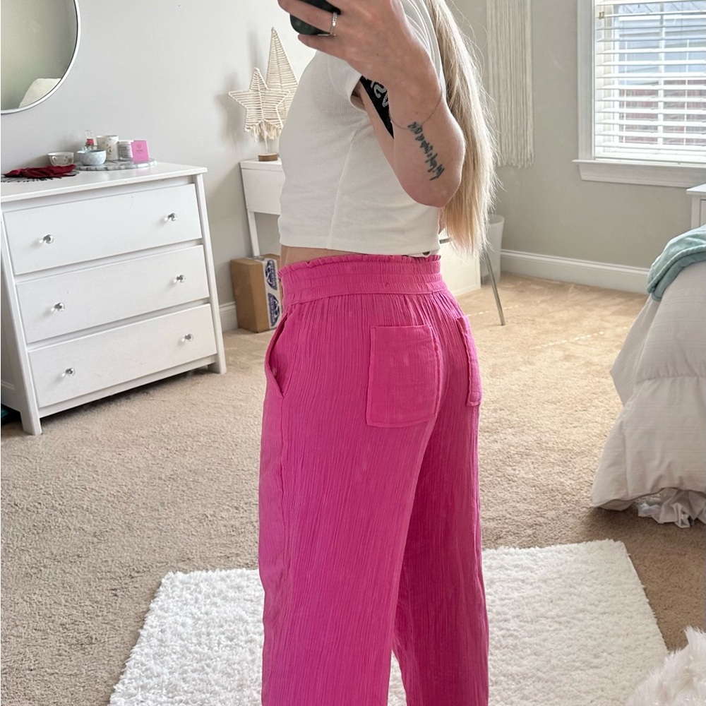 LOFT Bright Pink Wide Leg Pants